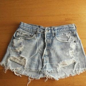 Levis 501 Denim Distressed Shorts